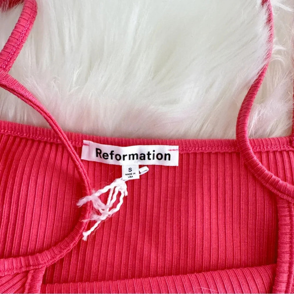 NWOT Reformation Cosmo Knit Dress Snapdragon Pink Ribbed Rib Long Maxi - Picture 9 of 14